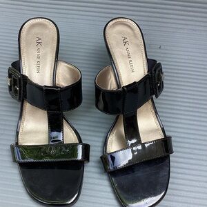 Anne Klein Woman low hill slippers Black Size 9.5 M summer Sandals